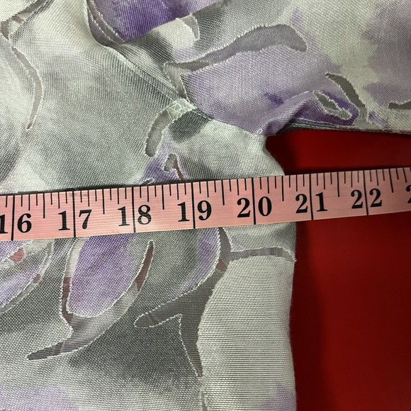 Alfred Dunner Womens Size 10 Petite Purple Gray Floral Sheer Button Down Shirt - Picture 6 of 7